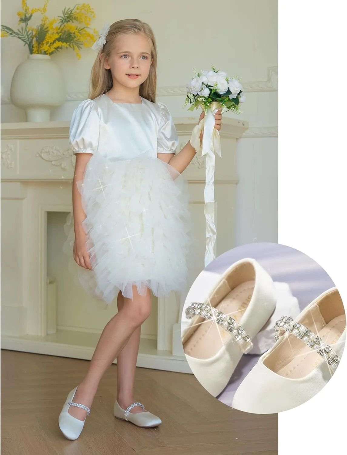 Toddler Flower Girl Dress Shoes - Little Girl Ballet Flats for Wedding Party