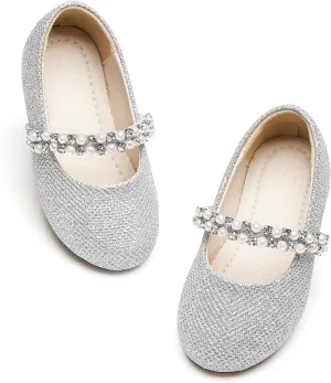 Toddler Flower Girl Dress Shoes - Little Girl Ballet Flats for Wedding Party