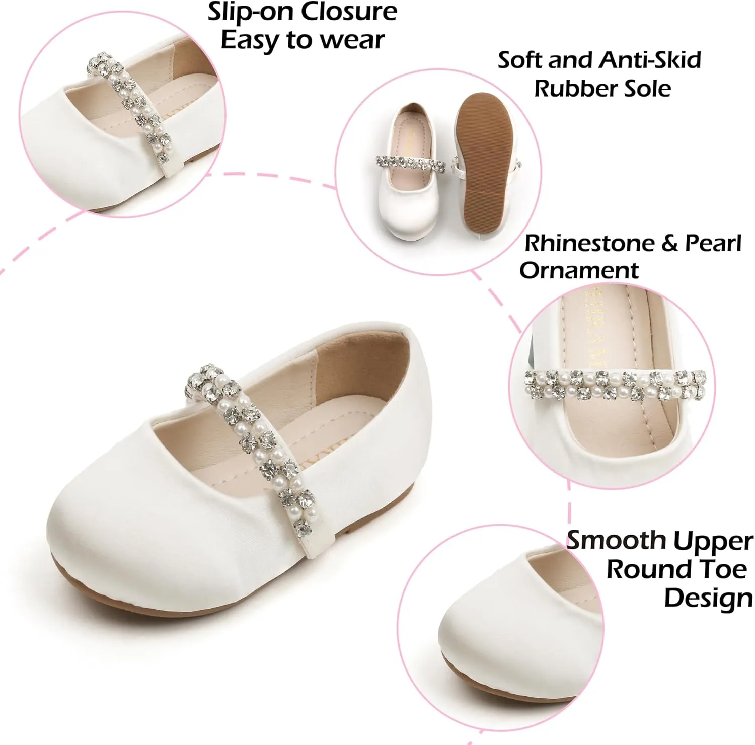 Toddler Flower Girl Dress Shoes - Little Girl Ballet Flats for Wedding Party