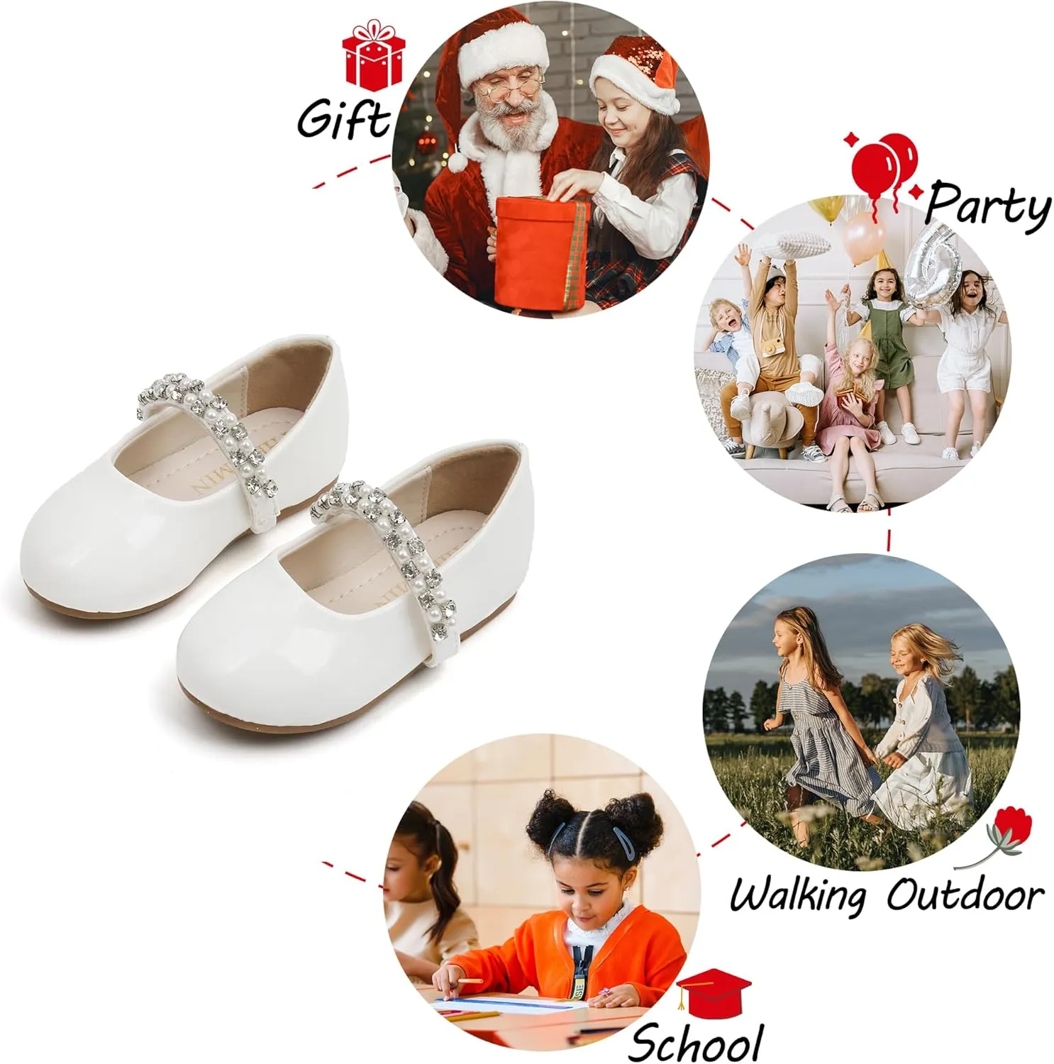 Toddler Flower Girl Dress Shoes - Little Girl Ballet Flats for Wedding Party