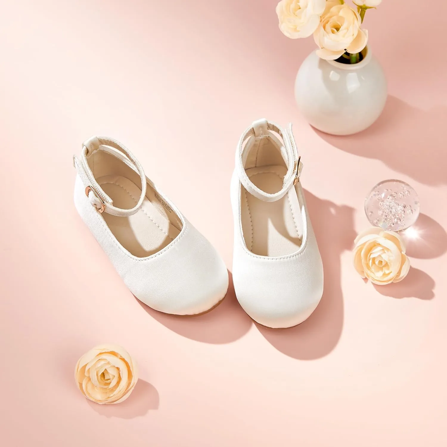 Toddler Flower Girl Dress Shoes - Little Girl Ballet Flats Sparkly Wedding Party