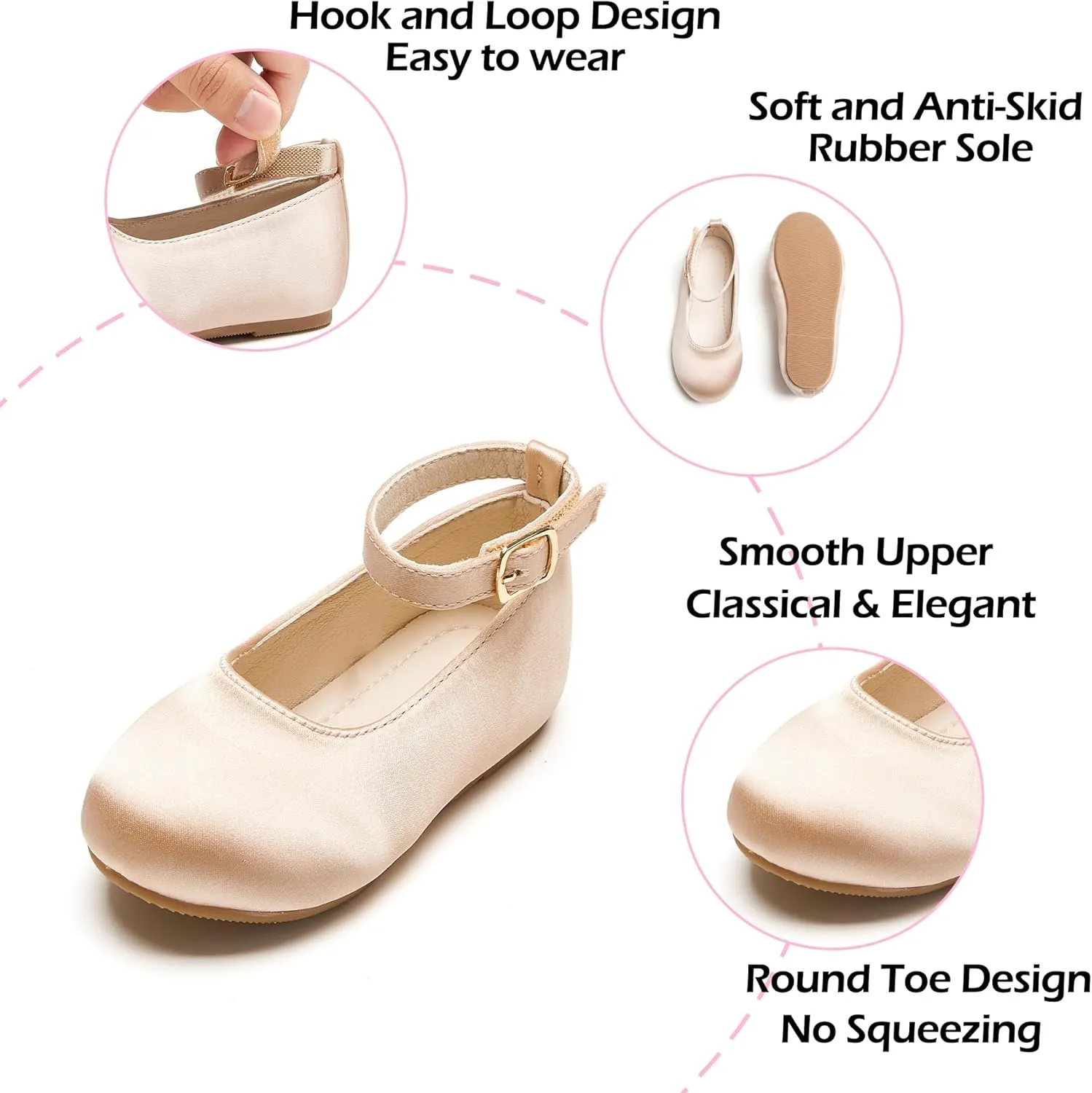 Toddler Flower Girl Dress Shoes - Little Girl Ballet Flats Sparkly Wedding Party