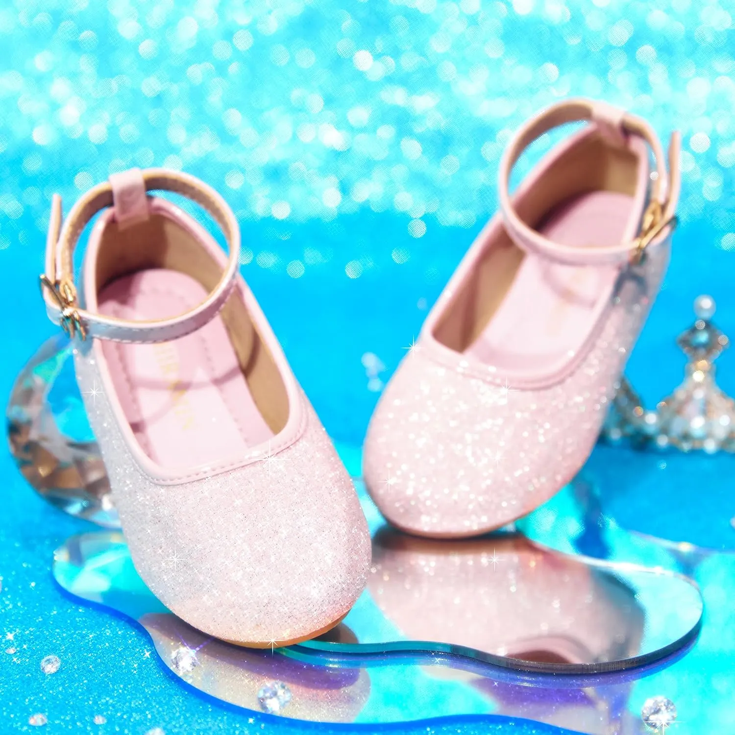 Toddler Flower Girl Dress Shoes - Little Girl Ballet Flats Sparkly Wedding Party