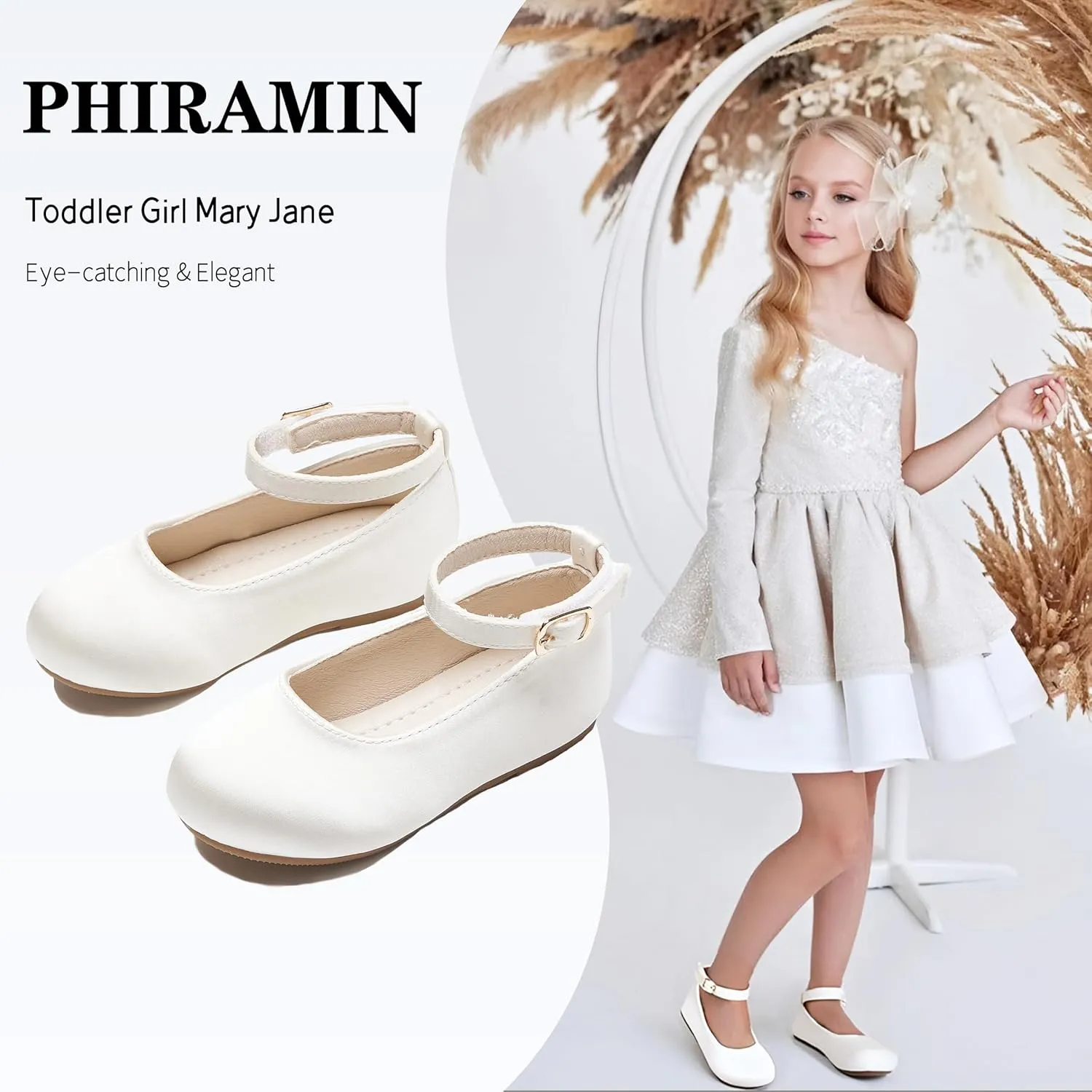 Toddler Flower Girl Dress Shoes - Little Girl Ballet Flats Sparkly Wedding Party