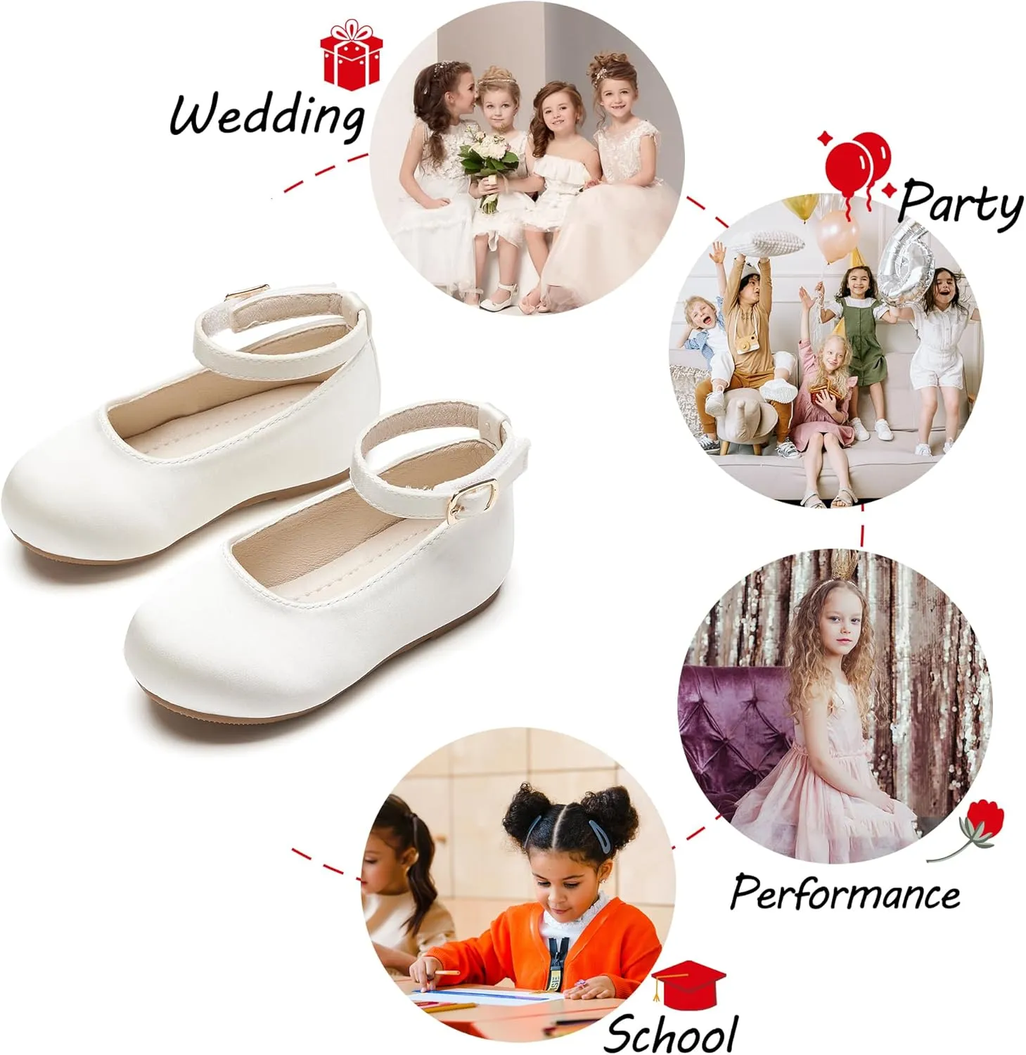Toddler Flower Girl Dress Shoes - Little Girl Ballet Flats Sparkly Wedding Party