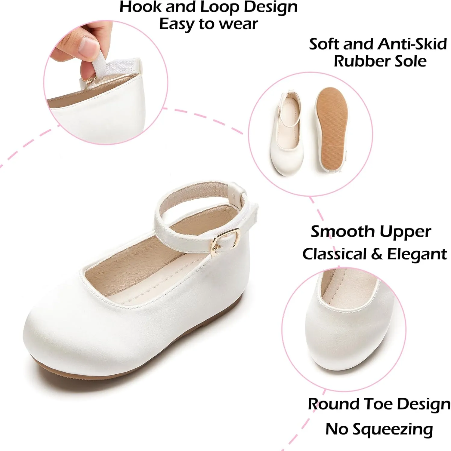 Toddler Flower Girl Dress Shoes - Little Girl Ballet Flats Sparkly Wedding Party