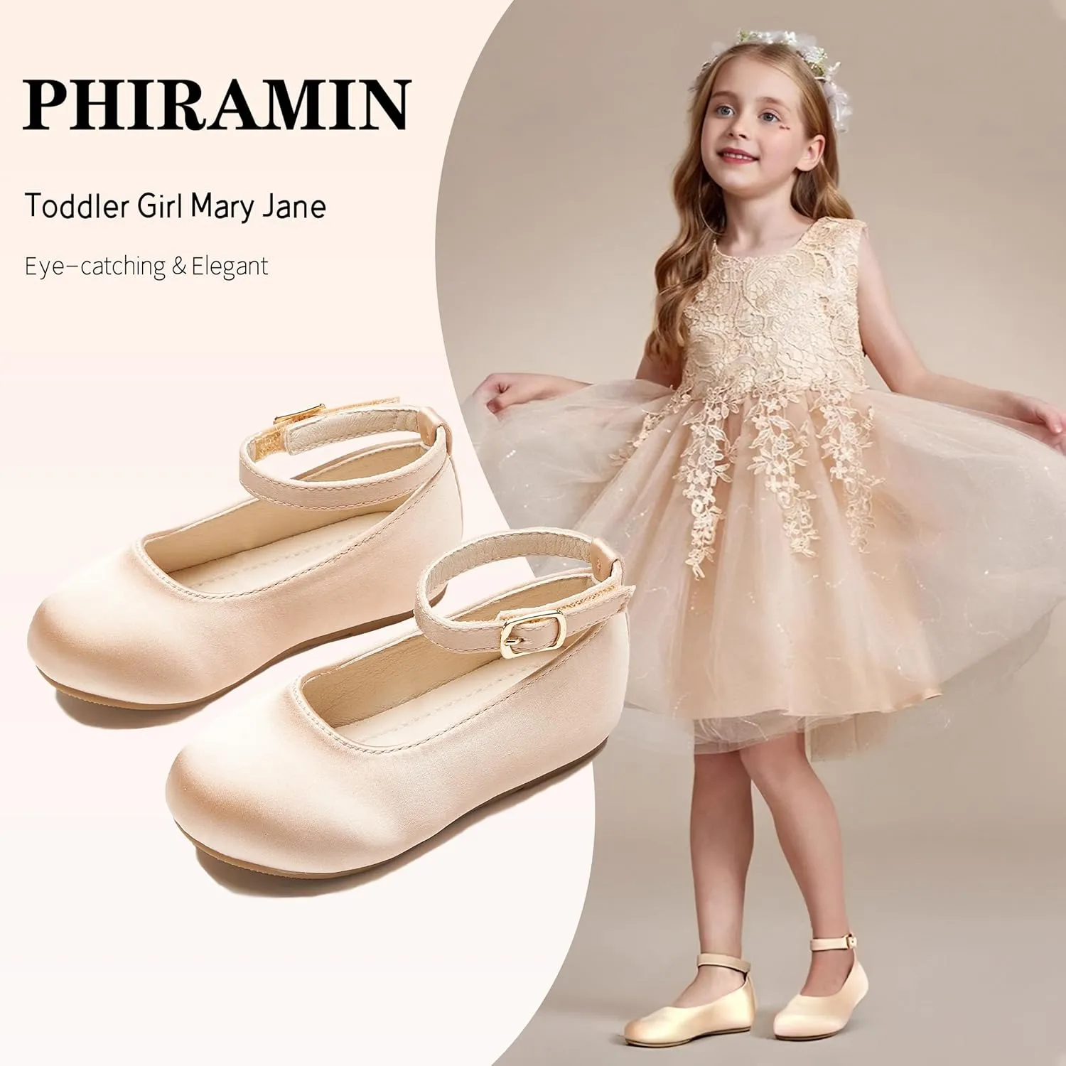 Toddler Flower Girl Dress Shoes - Little Girl Ballet Flats Sparkly Wedding Party