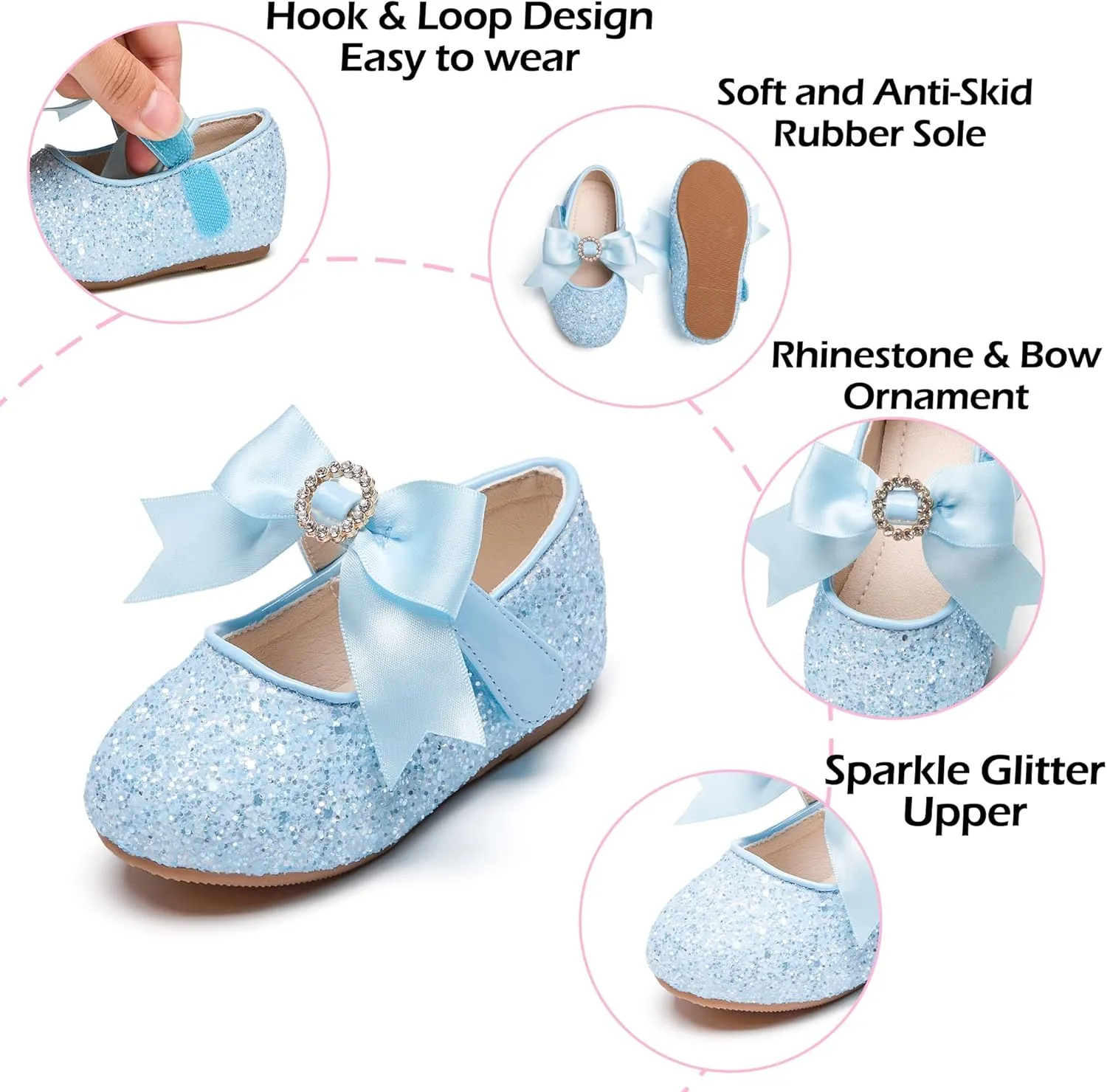 Toddler Flower Girl Dress Shoes - Little Girl Mary Janes Flats Wedding