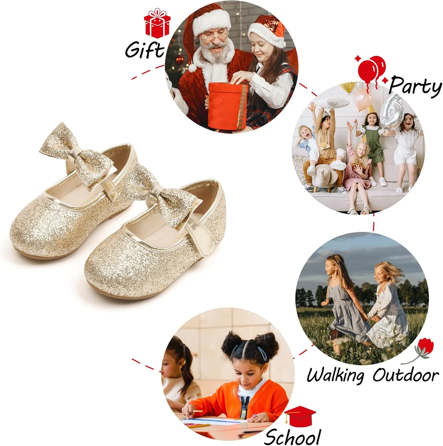 Toddler Flower Girl Dress Shoes - Little Girl Mary Janes Flats Wedding