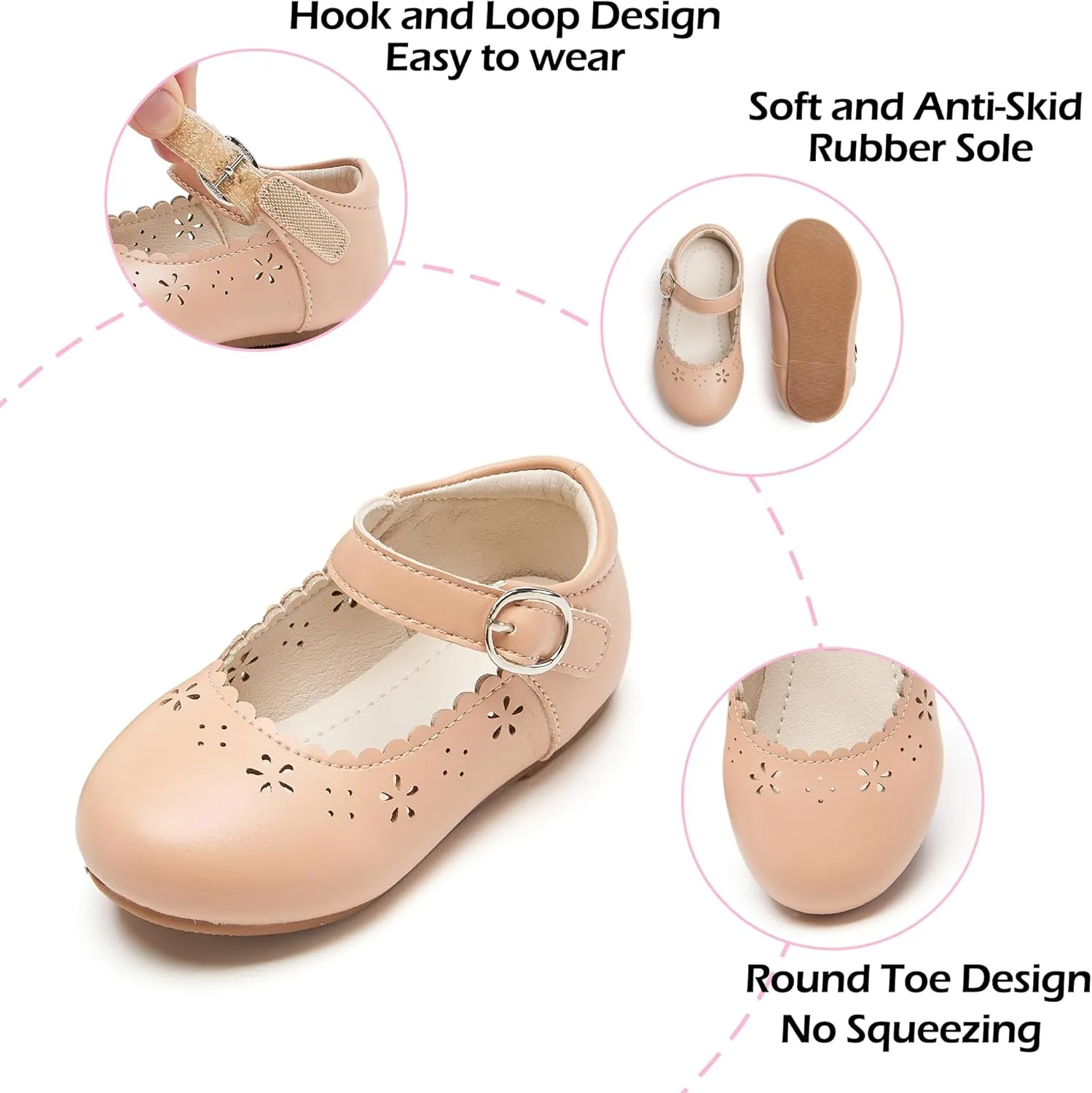 Toddler Flower Girl Dress Shoes - Little Girl Mary Janes Flats Wedding
