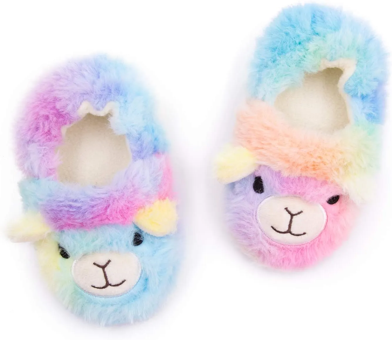 Toddler Girls Fuzzy Slippers Unicorn Tie Dye Fluffy Sandals Cartoon Cute Warm Cozy Plush Slip on Kids House Slippers