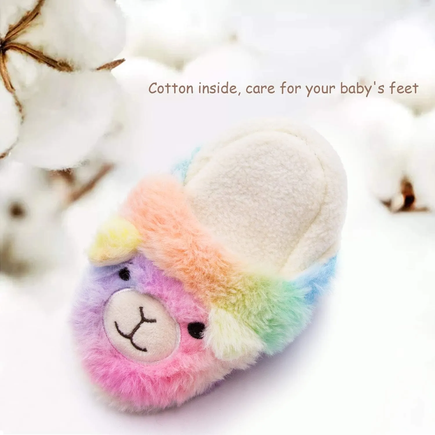 Toddler Girls Fuzzy Slippers Unicorn Tie Dye Fluffy Sandals Cartoon Cute Warm Cozy Plush Slip on Kids House Slippers