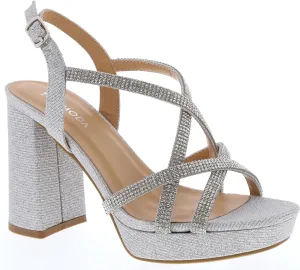 TOP Moda Women's Chunky Heel Ankle Strap Open Toe Platform Strappy Rhinestone Sandals