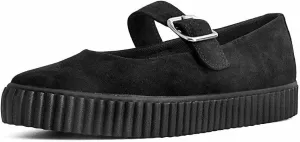 T.U.K. Shoes Black Vegan Faux Suede Pointed Buckle Strap Mary Janes for Women
