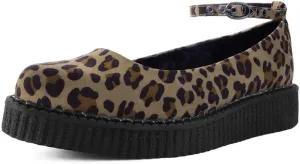 T.U.K. Shoes Leopard Pointed Ballet Ankle Strap Creeper Sneaker Flats for Women