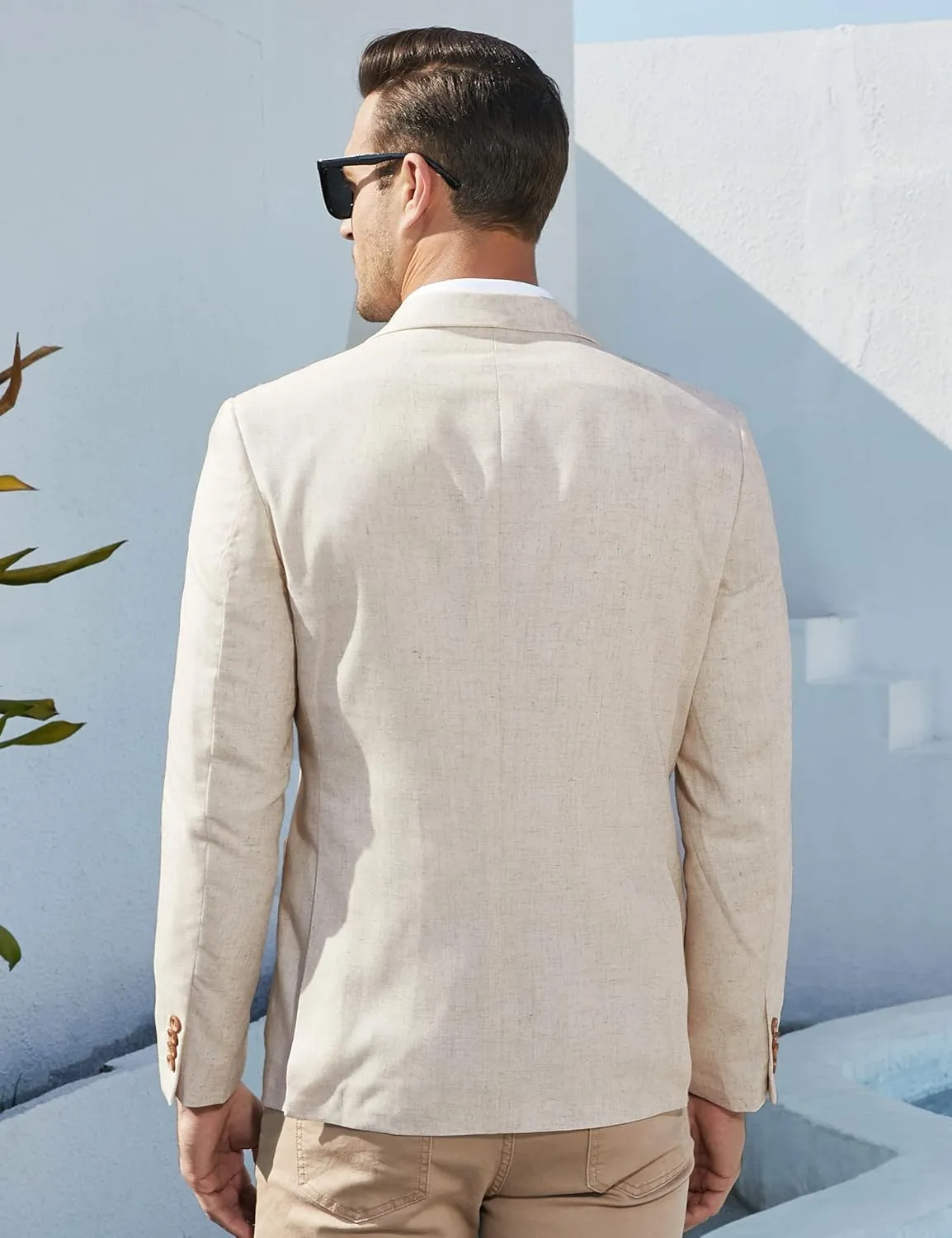 TURETRENDY Men's Casual Blazer Linen Sport Coat Two Button Lightweight Jackets Business Daily Suit