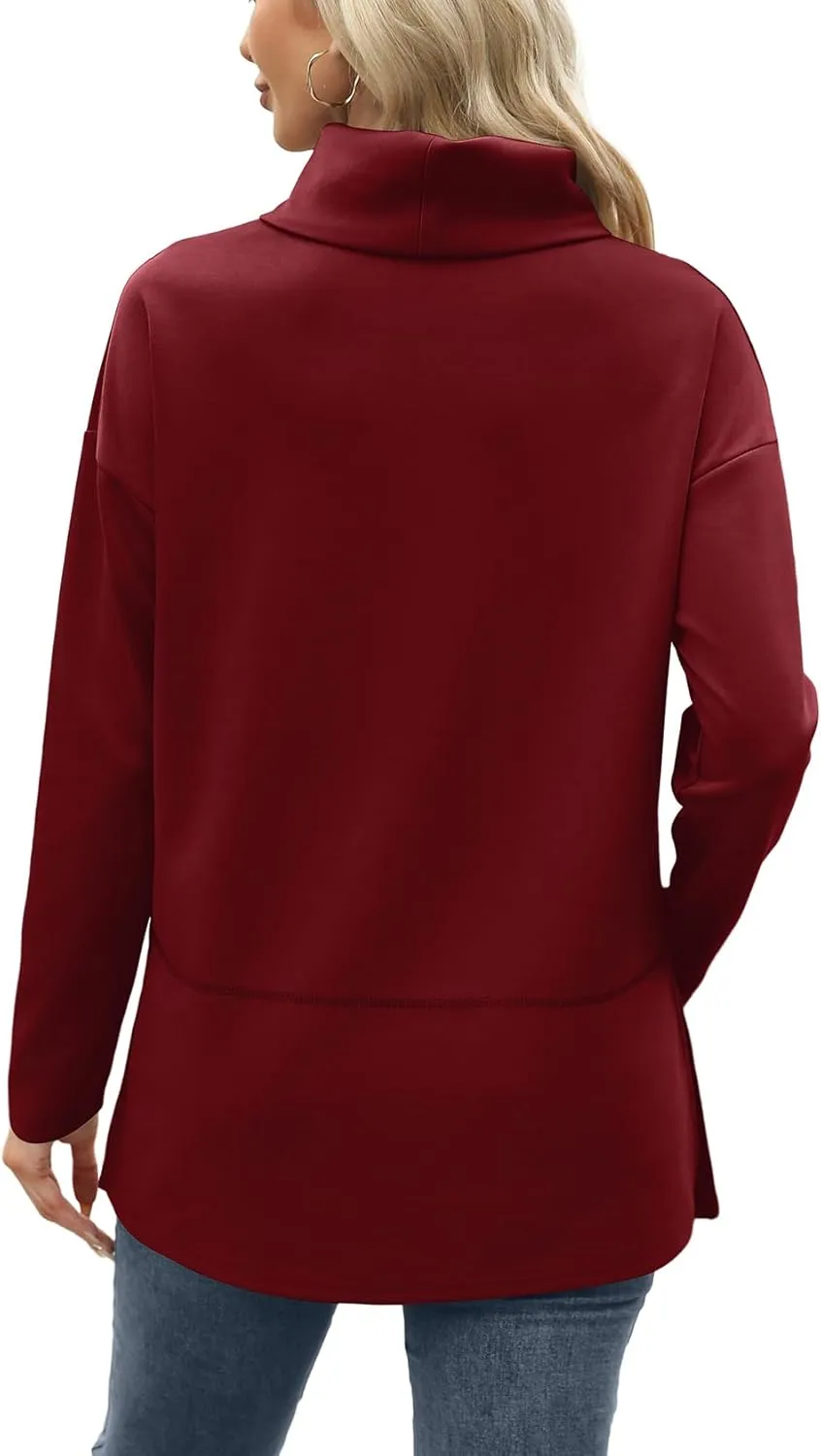 WIHOLL Womens Long Sleeve Tops Turtleneck Sweatshirt Fall Fashion 2024 Air Essentials Tunic Tops