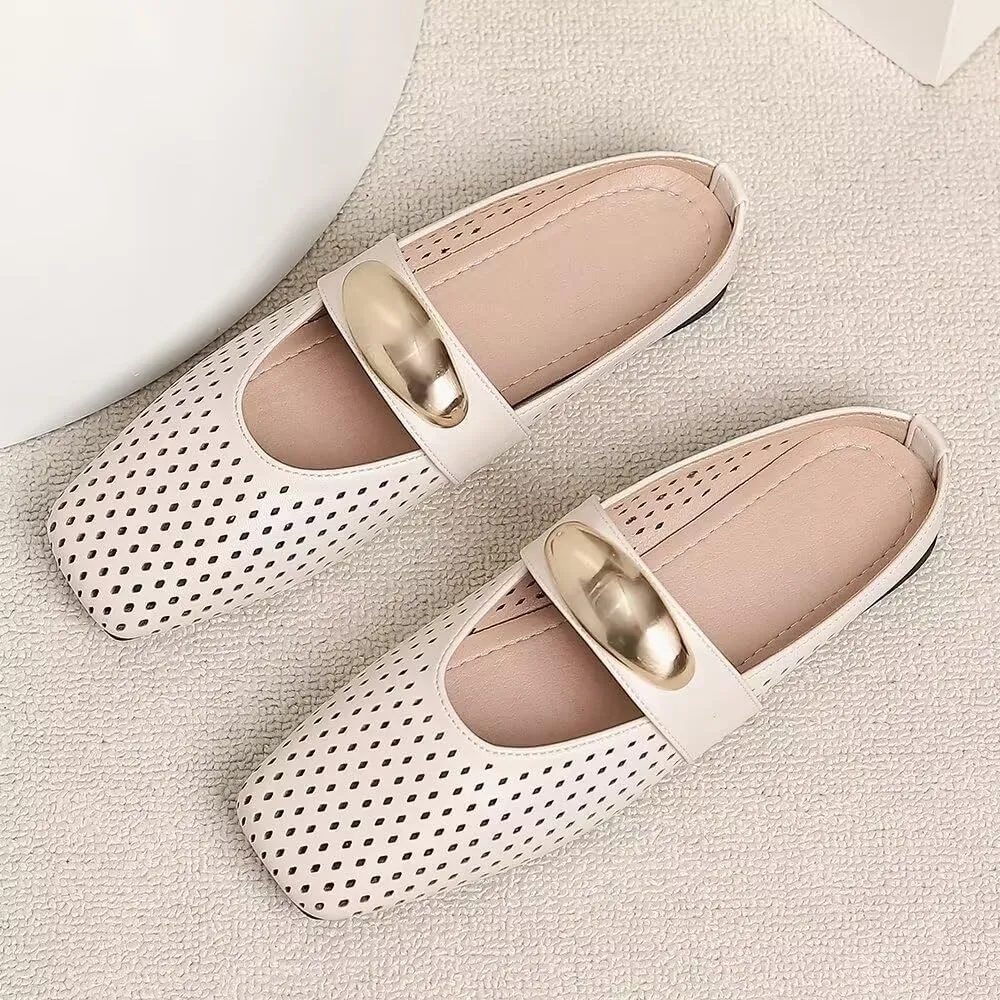 Women Mules Elegant Dressy Flats Closed Toe Microfiber Leather Shoes Adjustable Buckle Strap Mary Jane Casual Office Shoes