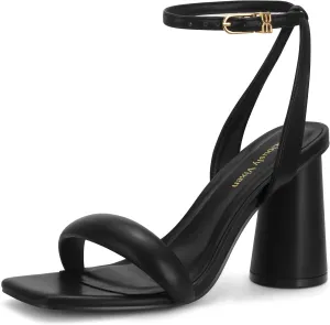Women's Block High Heels Square Open Toe Strappy Sandals Party Wedding Ankle Strap Shoes