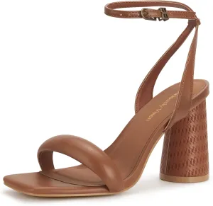 Women's Block High Heels Square Open Toe Strappy Sandals Party Wedding Ankle Strap Shoes