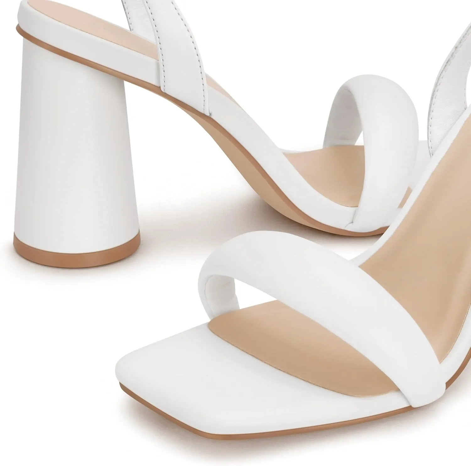 Women's Block High Heels Square Open Toe Strappy Sandals Party Wedding Ankle Strap Shoes