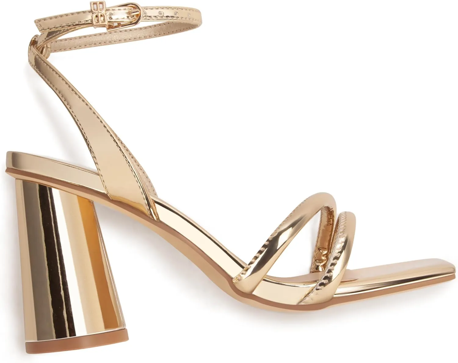 Women's Block High Heels Square Toe Heeled Sandals Ankle Strap Shoes