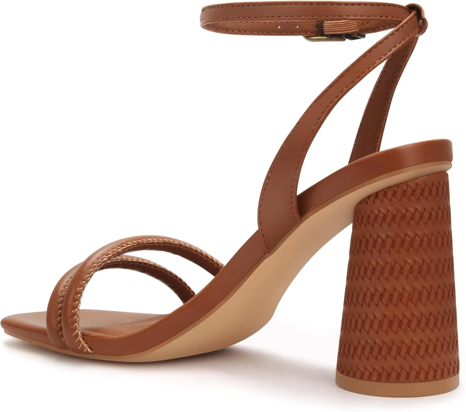 Women's Block High Heels Square Toe Heeled Sandals Ankle Strap Shoes