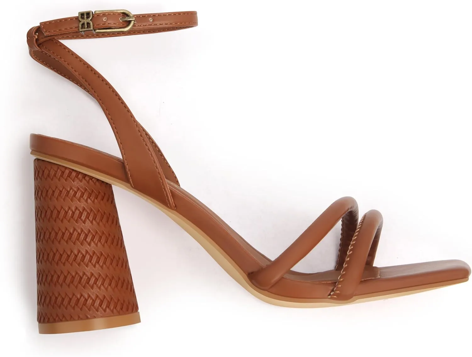 Women's Block High Heels Square Toe Heeled Sandals Ankle Strap Shoes