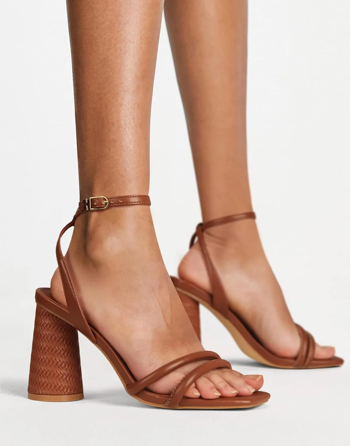 Women's Block High Heels Square Toe Heeled Sandals Ankle Strap Shoes