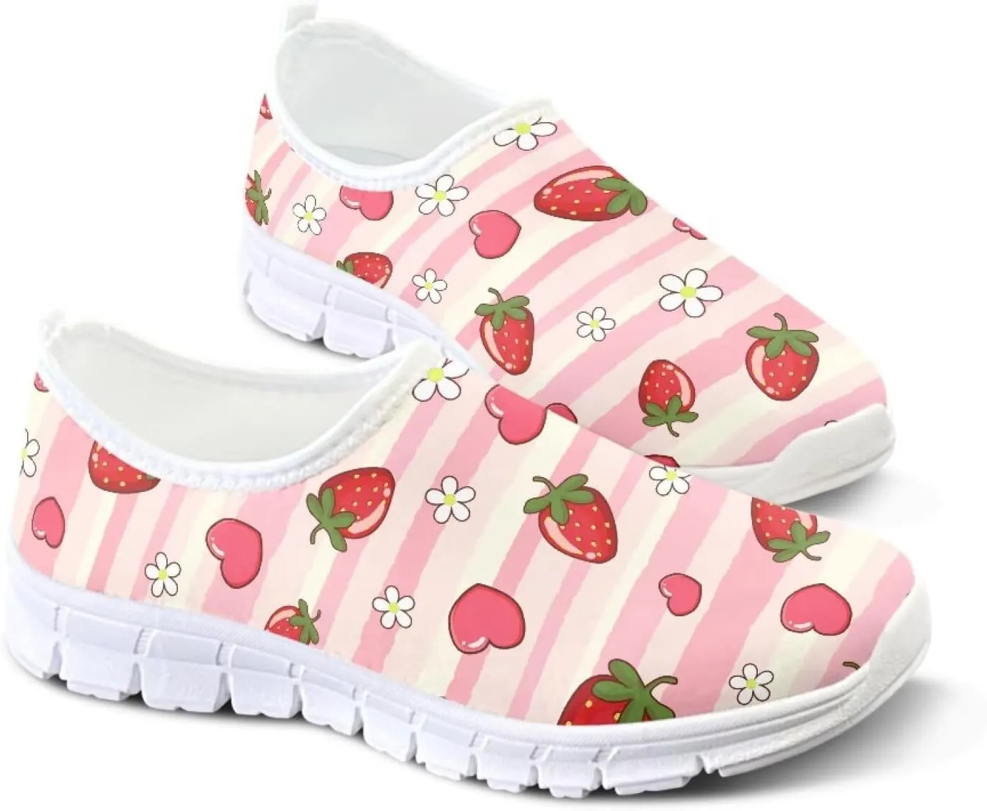 Women's Casual Slip On Flats Fantasitic Print Fashion Sneakers Lightweight Non Slip Travel Ladies Shoes White Sole