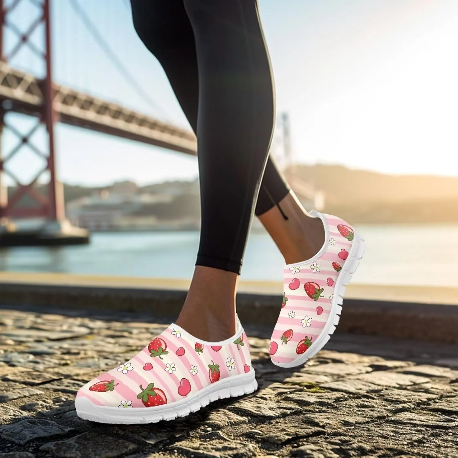 Women's Casual Slip On Flats Fantasitic Print Fashion Sneakers Lightweight Non Slip Travel Ladies Shoes White Sole