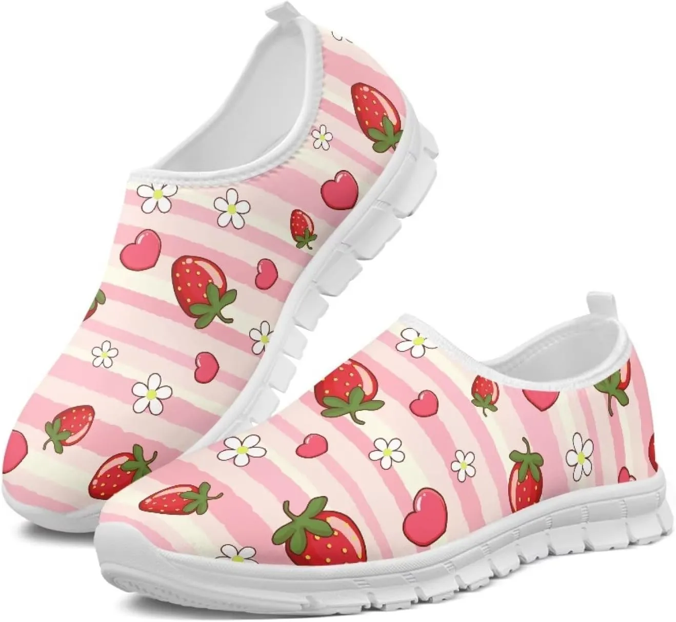Women's Casual Slip On Flats Fantasitic Print Fashion Sneakers Lightweight Non Slip Travel Ladies Shoes White Sole
