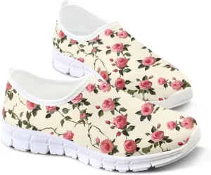 Women's Casual Slip On Flats Fantasitic Print Fashion Sneakers Lightweight Non Slip Travel Ladies Shoes White Sole