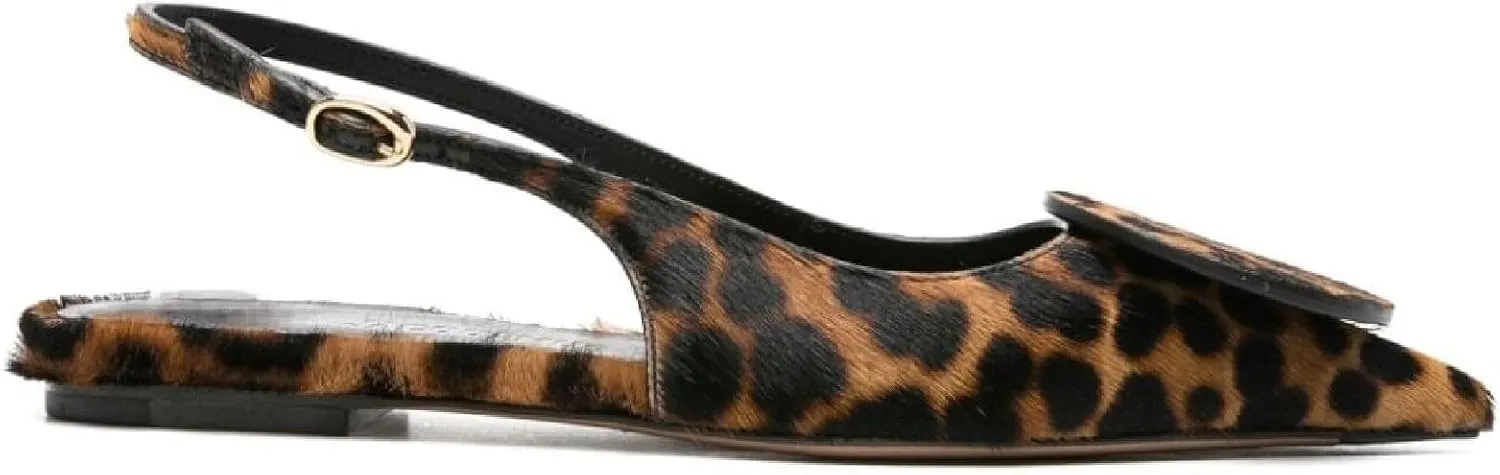 Women's Fashion Circle Square Flats Sexy Closed Pointed Toe Slingback Ballet Flats Circle and Square Decorative Patches Dressy Flats for Women