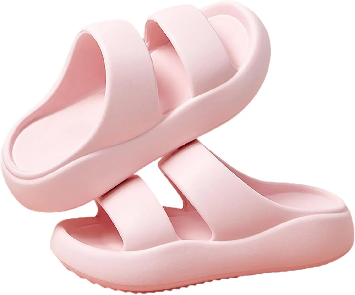 Women's Fashion Cowhide Leather Platform Sandals Comfy Soft Open Toe Slip On Wedge Casual Slides Summer Beach Lightweight Flatform Chunky Slippers