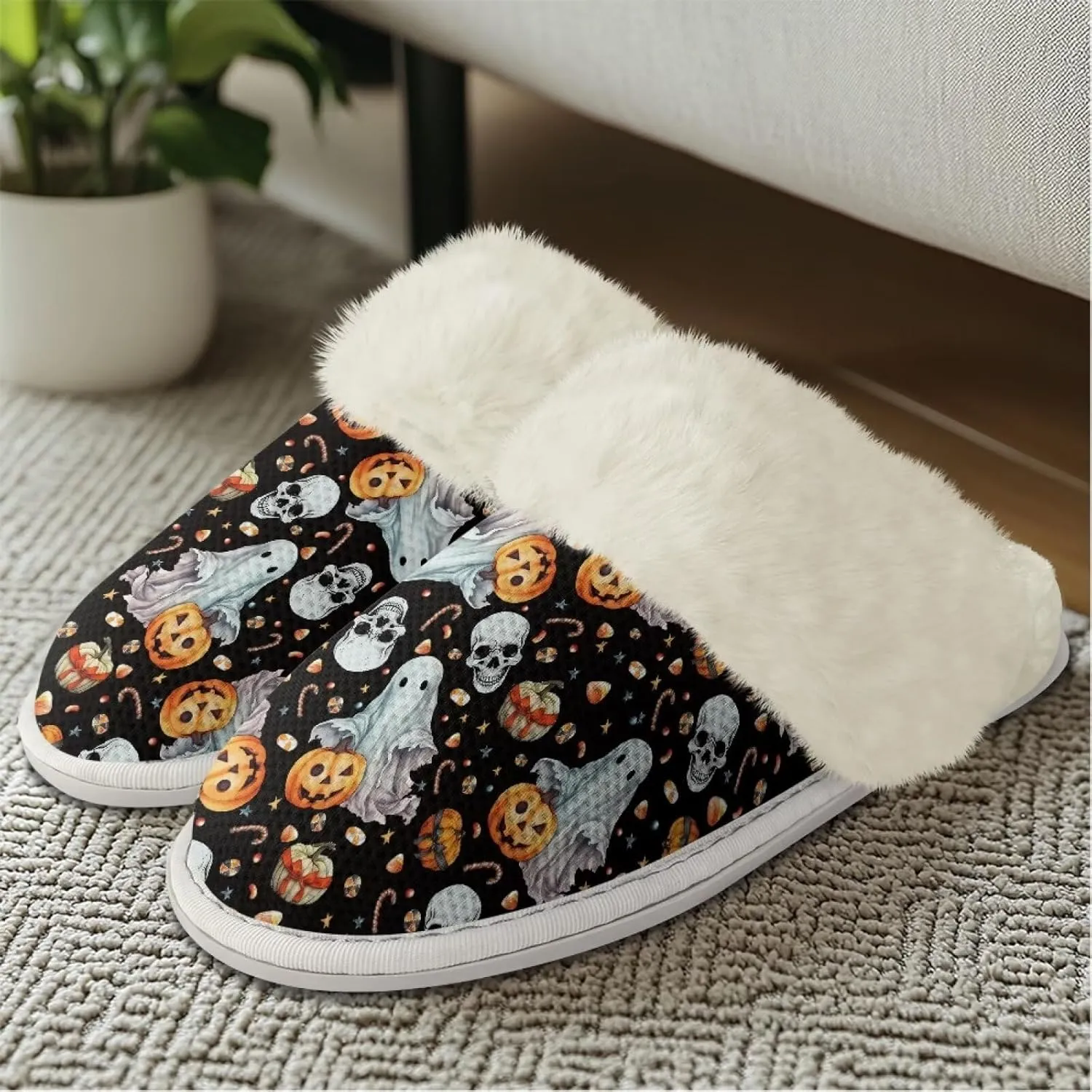 Womens Fur Fuzzy Slippers Faux Fur Lined Bedroom Slipper Lightweight Warm Winter House Shoes Comfortable Indoor and Outdoor Slide Sandals