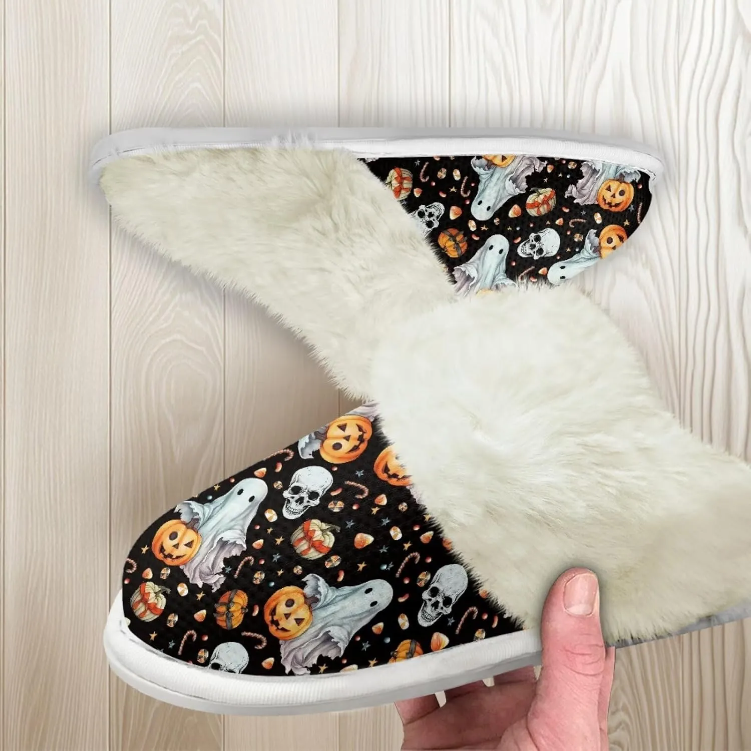 Womens Fur Fuzzy Slippers Faux Fur Lined Bedroom Slipper Lightweight Warm Winter House Shoes Comfortable Indoor and Outdoor Slide Sandals