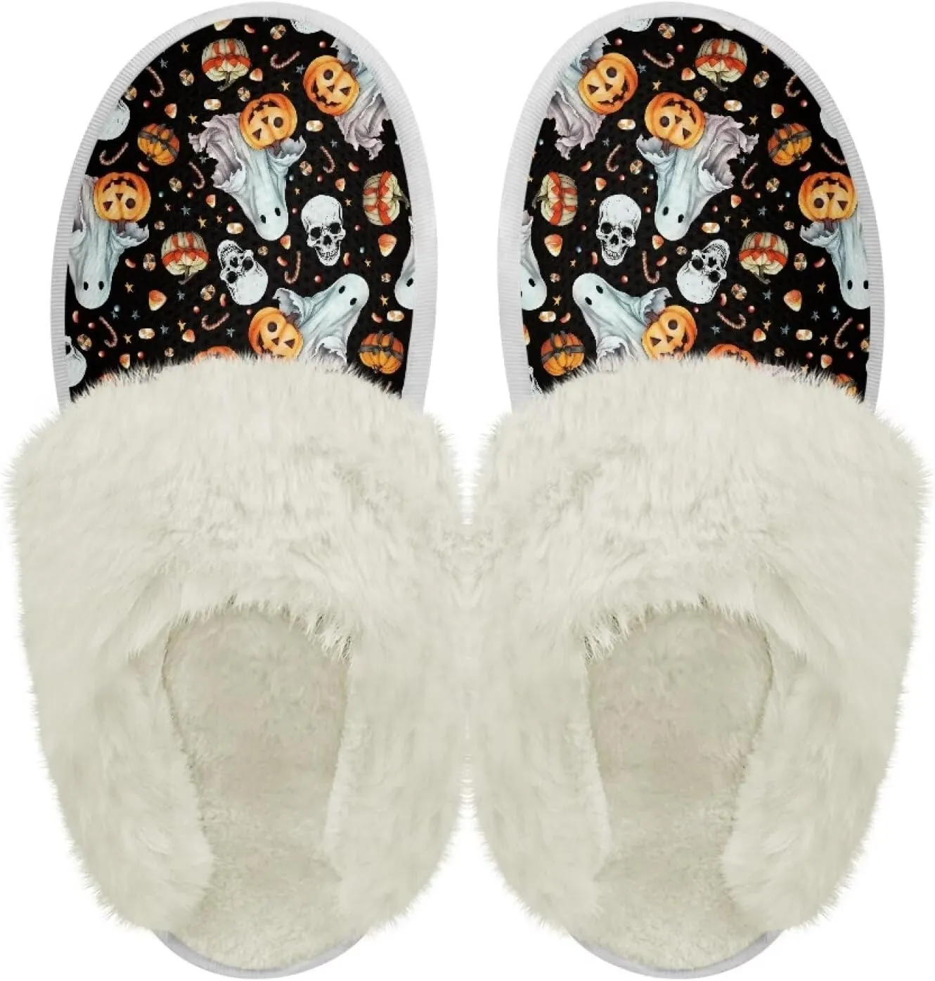 Womens Fur Fuzzy Slippers Faux Fur Lined Bedroom Slipper Lightweight Warm Winter House Shoes Comfortable Indoor and Outdoor Slide Sandals
