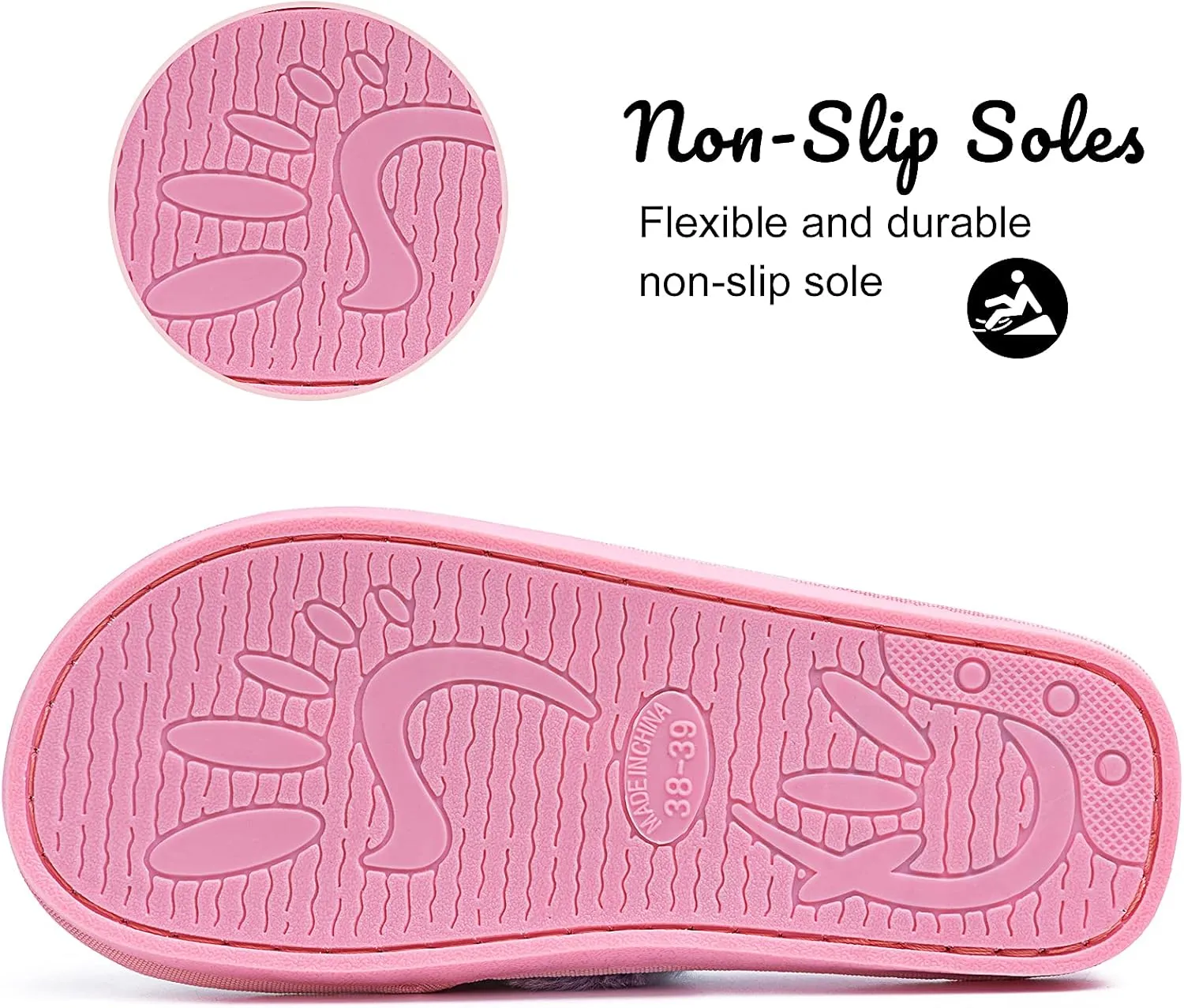 Women's Fuzzy Memory Foam Flip Flop Slippers Soft Comfy Open Toe Slip On Spa Thong Flat Sandals Ladies House Home Furry Sandal Slides Indoor Outdoor