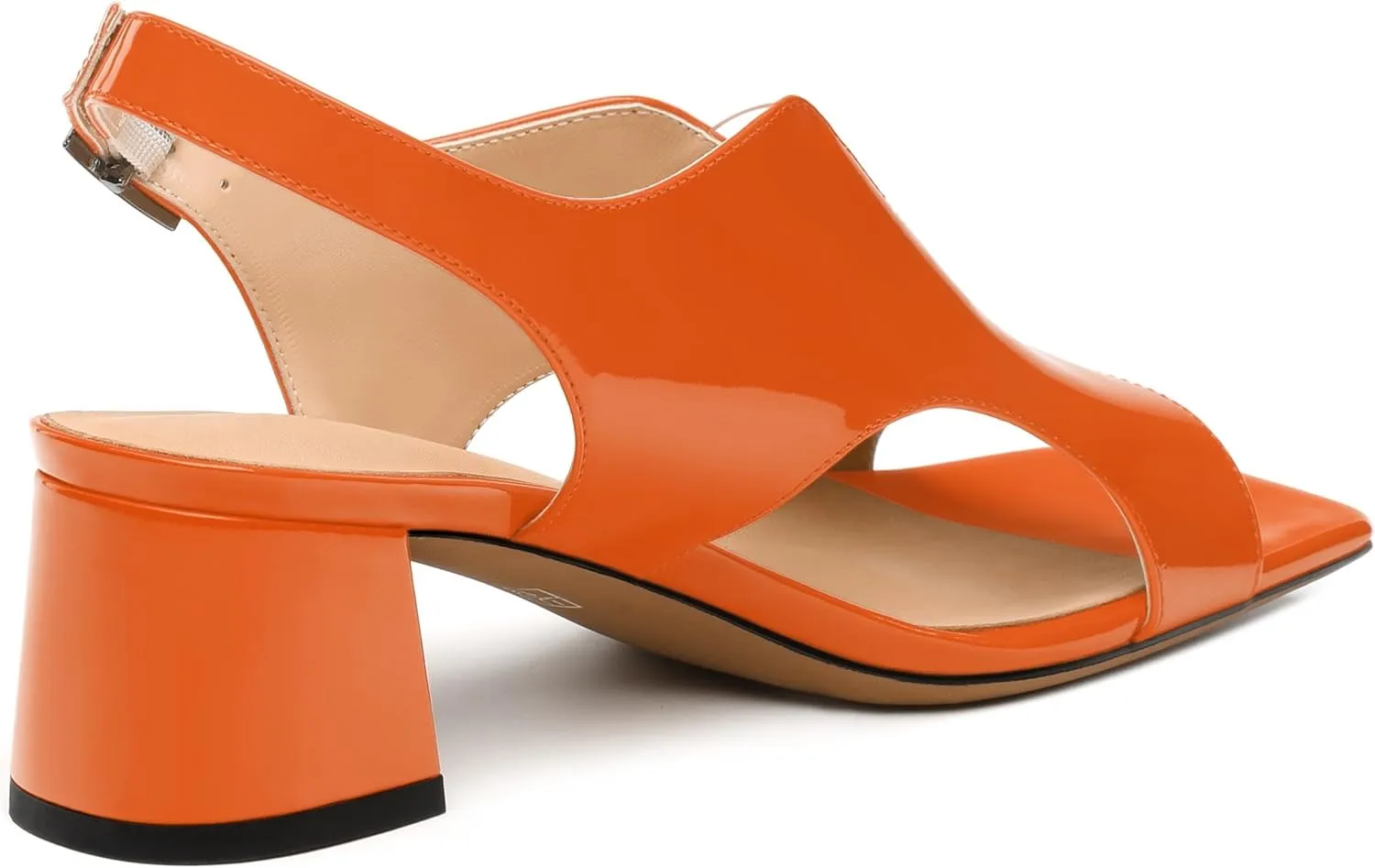 Womens Heeled Sandals, Square Peep Toe Mid Block Heel Slingback Sandals for Women, Leather Insole Chunky Heel Sandals with Buckle 2"