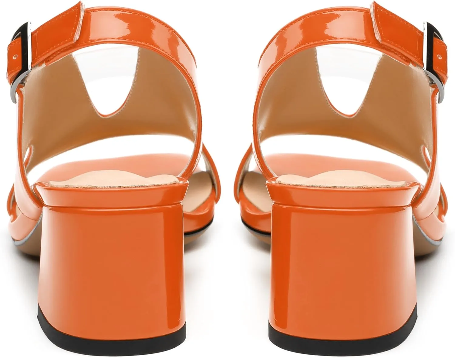 Womens Heeled Sandals, Square Peep Toe Mid Block Heel Slingback Sandals for Women, Leather Insole Chunky Heel Sandals with Buckle 2"