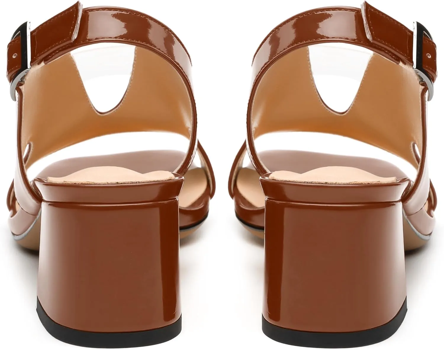 Womens Heeled Sandals, Square Peep Toe Mid Block Heel Slingback Sandals for Women, Leather Insole Chunky Heel Sandals with Buckle 2"