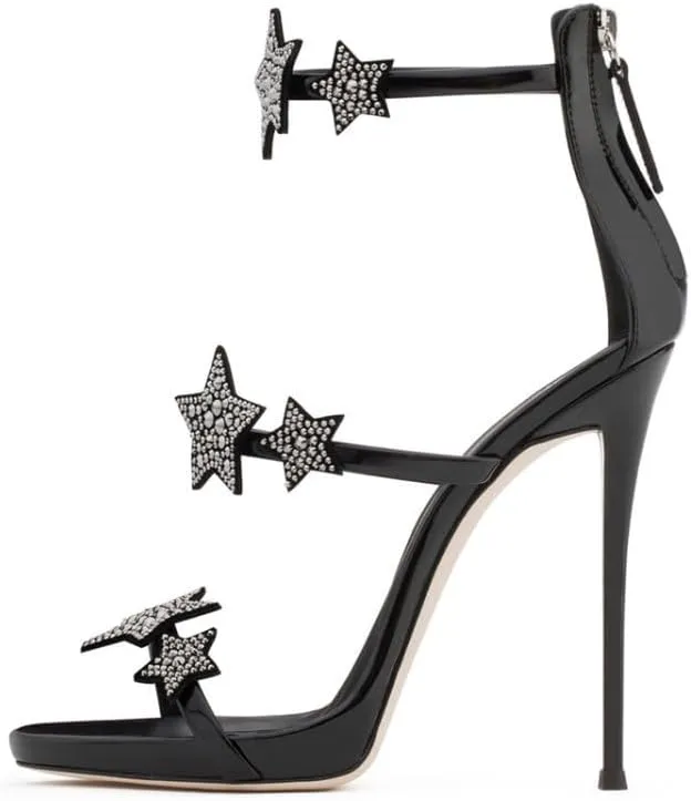 Women's High Shoes Rhinestone Peep Toe Heels Women Open toe Sandal Ankle Strap Crystal Sandals for Party Wedding