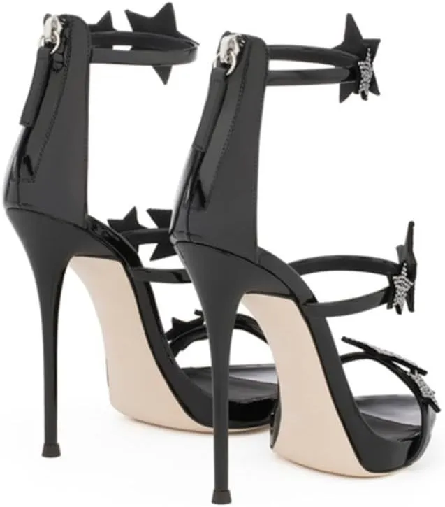 Women's High Shoes Rhinestone Peep Toe Heels Women Open toe Sandal Ankle Strap Crystal Sandals for Party Wedding