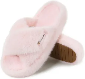 Women's House Slippers Fuzzy Platform Slides Faux Fur Fluffy Sandals Winter Memory Foam Cloud Footwear Latex Insoles