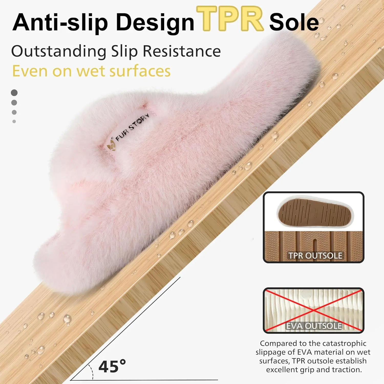 Women's House Slippers Fuzzy Platform Slides Faux Fur Fluffy Sandals Winter Memory Foam Cloud Footwear Latex Insoles