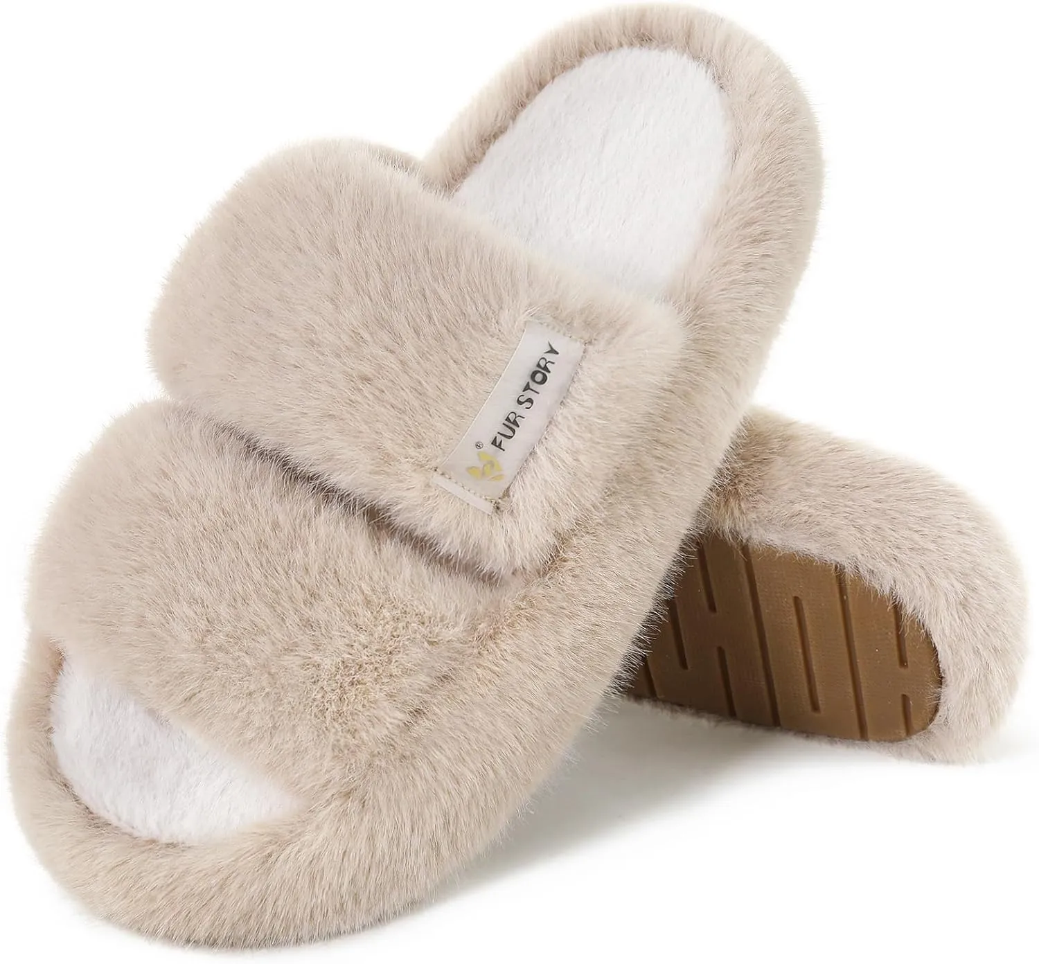 Women's House Slippers Fuzzy Platform Slides Faux Fur Fluffy Sandals Winter Memory Foam Cloud Footwear Latex Insoles