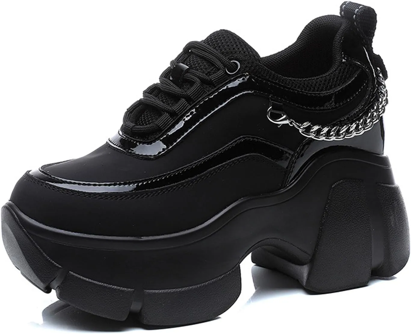 Women's Leather Wedge Casual Sneakers,Lace-Up Platform Sneakers,Anti-Slip Shock Absorbing High Heeled Fashion Sneakers