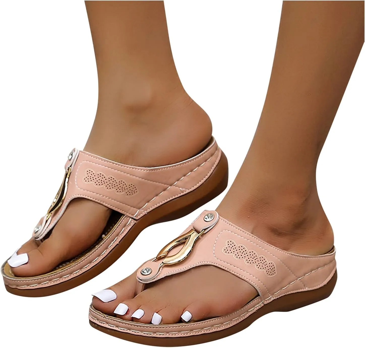Womens Orthopedic Sandals Dressy Wide Width Strap Open Toe Wedge Sandals Platform Summer Shoes with Arch Support