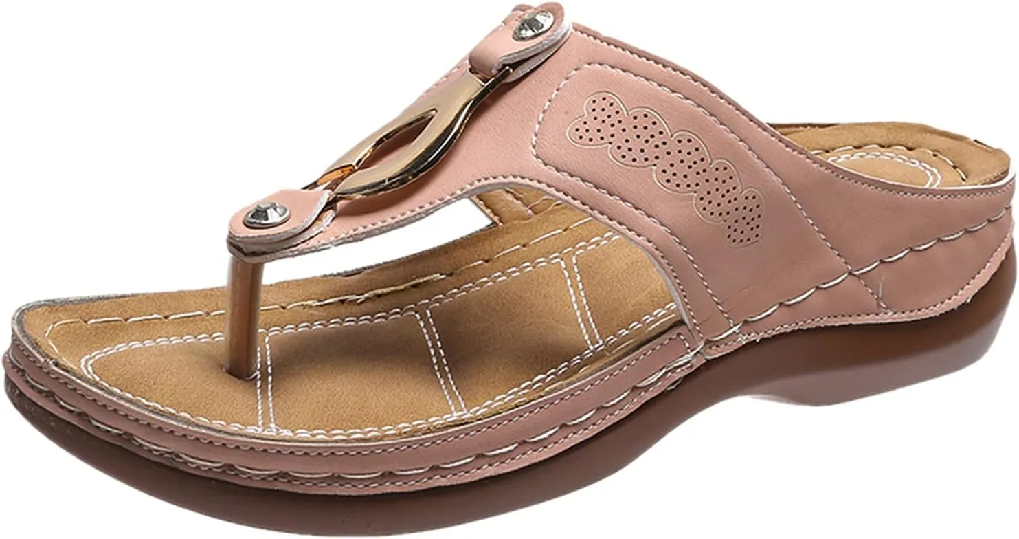 Womens Orthopedic Sandals Dressy Wide Width Strap Open Toe Wedge Sandals Platform Summer Shoes with Arch Support